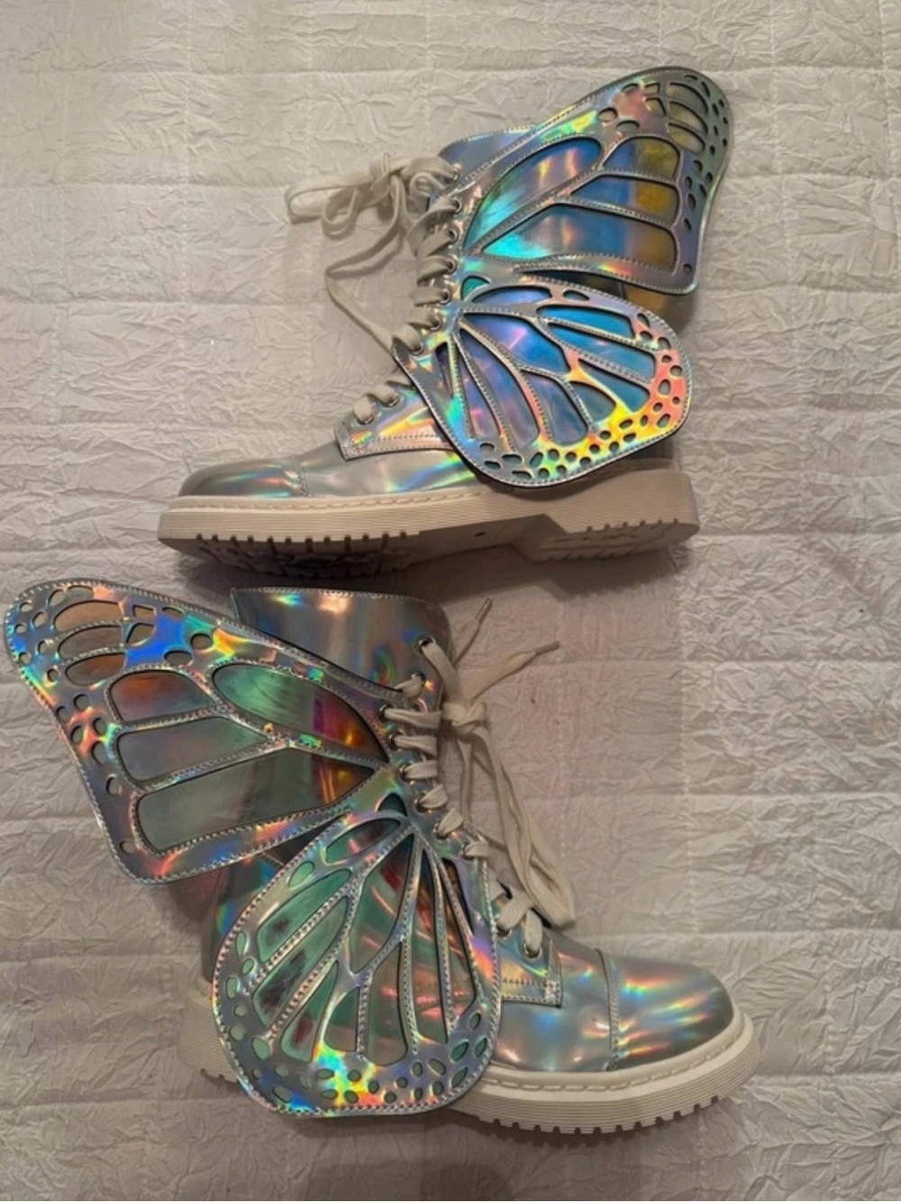 Club EXX Holographic Metamorphous Butterfly Boots Size 10